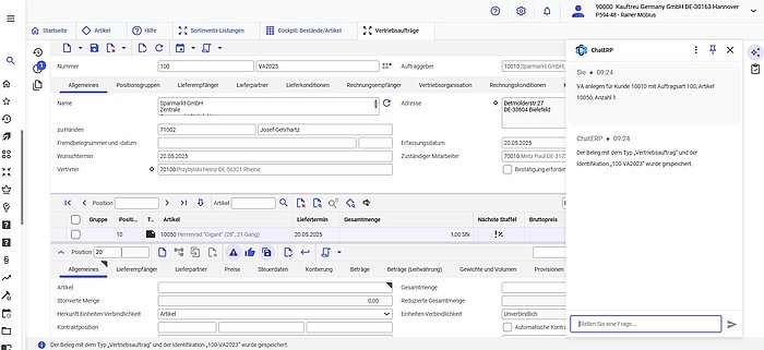 ChatERP – Intelligente Assistenz direkt im VlexPlus ERP-System